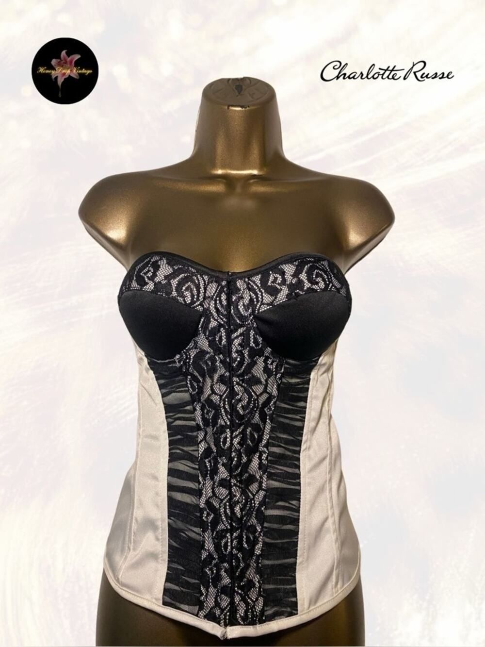 Charlotte Russe Lace Satin Corset Bustier Top